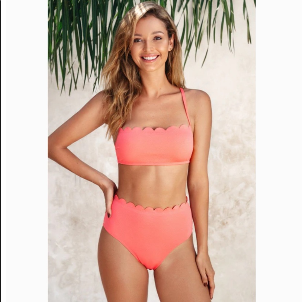 Hayden Textured Scalloped Trim Bikini